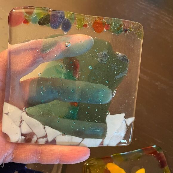 Glass Mosaic Colorful Coasters Yard Art set of 4 - Picture 9 of 13